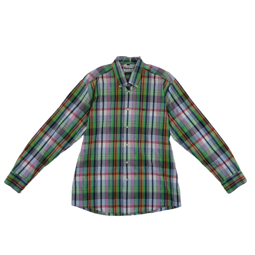 NWOT Barbour Button Down Shirt Men's Size XL Green Plaid 100% Cotton Regular Fit